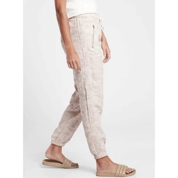 Athleta Cabo Tide Linen Jogger - 10 - Women's pants tan neutral camo beach - Picture 3 of 16